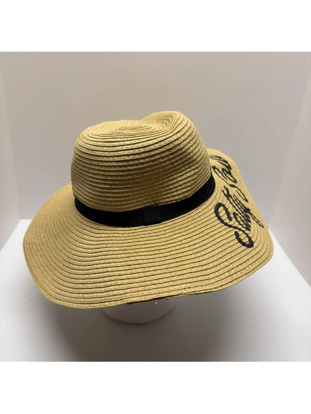 Women's Paper Weaved Beach Time Quote Floppy Brim Sun Hat Salty Soul